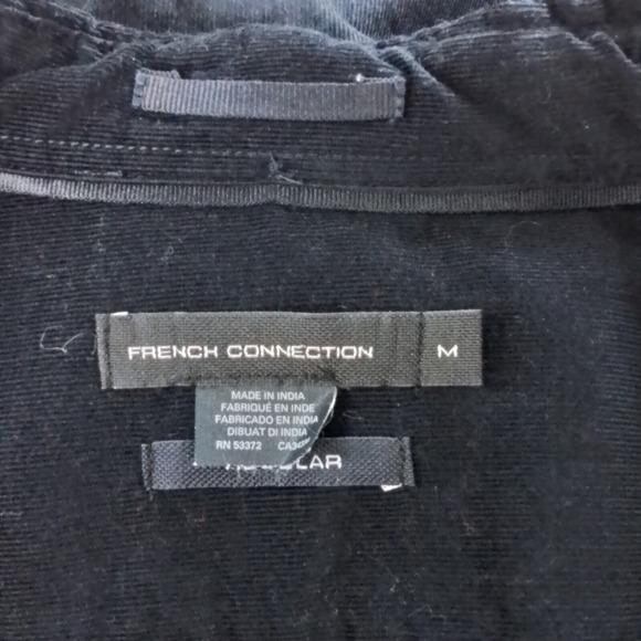 French Connection Mens Black Corduroy Cotton Button Up Shirt Size M Long Sleeve - Picture 11 of 13